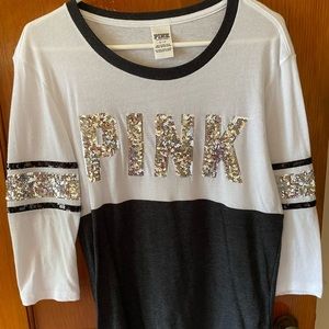 Bling PINK tunic shirt with 3/4 sleeve, Size small